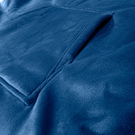 Couverture à Capuche pour Homme et Femme - Molleton Bleu Foncé 05