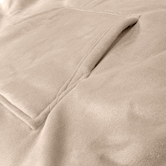 Couverture à Capuche pour Homme et Femme - Molleton Crème / Vison 05