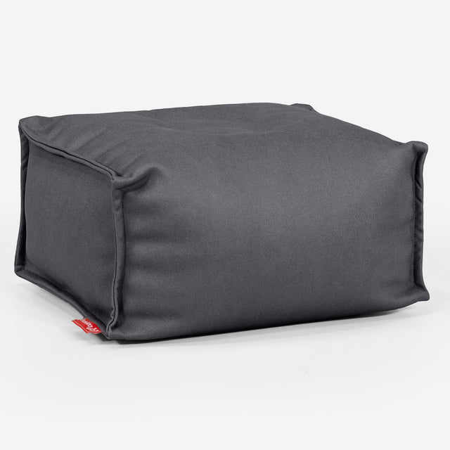 Pouf Repose Pied - Cuir Végan Noir 01