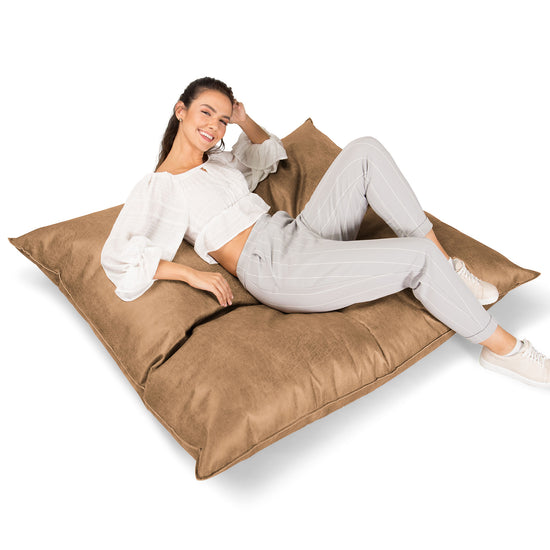 Pouf Géant XXL - Cuir Vintage Marron Clair 03