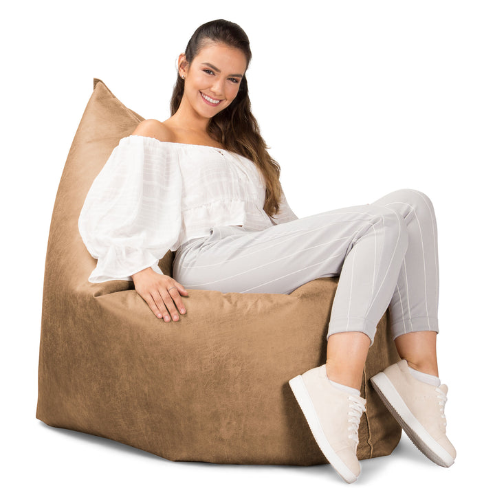 Pouf Géant XXL - Cuir Vintage Marron Clair 04