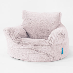 Fauteuil Pouf Bambin 1-3 ans - Fausse Fourrure Lapin Rose Pastel