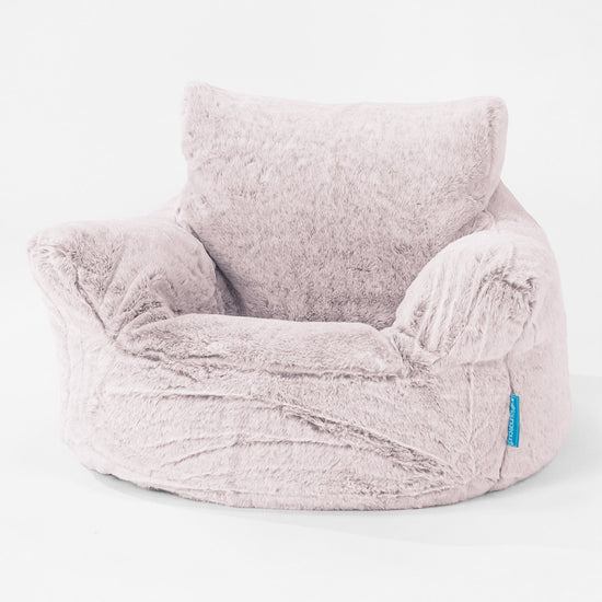 Fauteuil Pouf Bambin 1-3 ans - Fausse Fourrure Lapin Rose Pastel 01
