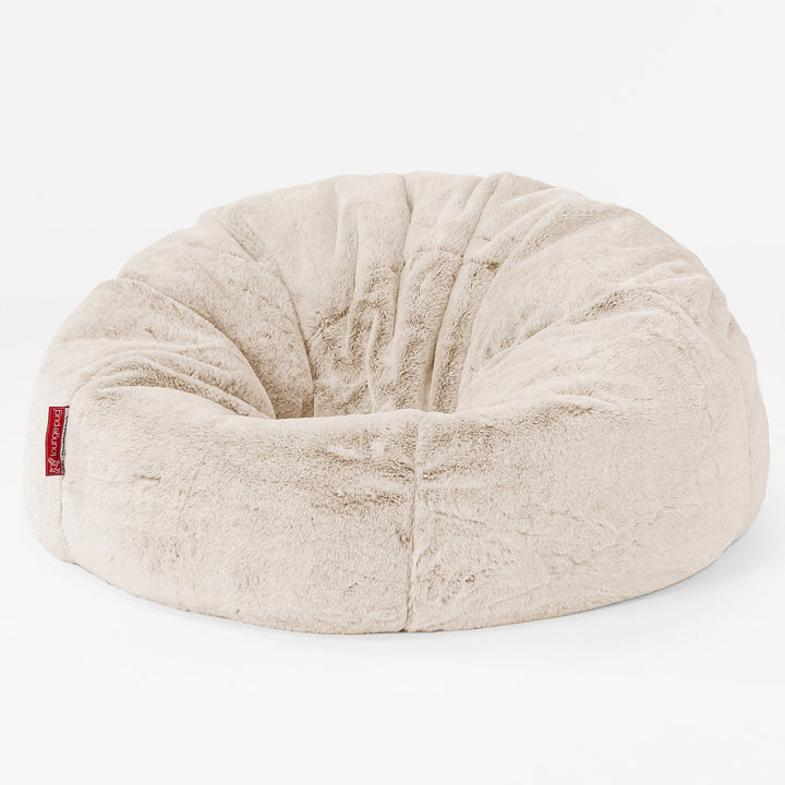 Pouf Poire Classique - Fausse Fourrure Lapin Blanc 01