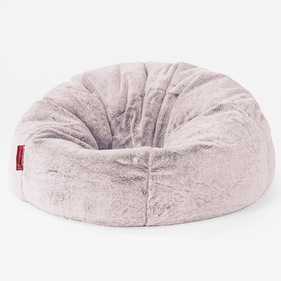 Pouf Poire Classique - Fausse Fourrure Lapin Rose Pastel 01