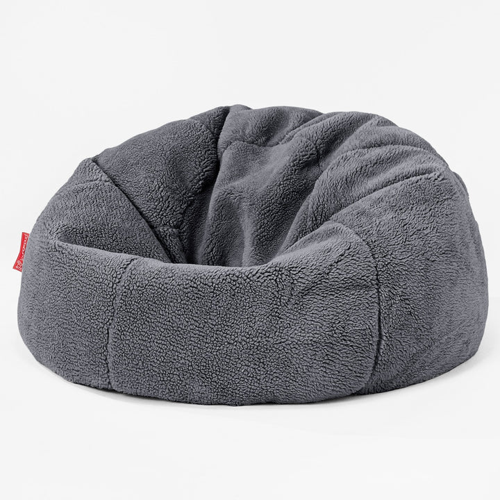Pouf Poire Classique - Fausse Fourrure Nounours Gris Foncé 01