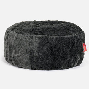 Pouf Design Rond - Fausse Fourrure Noir