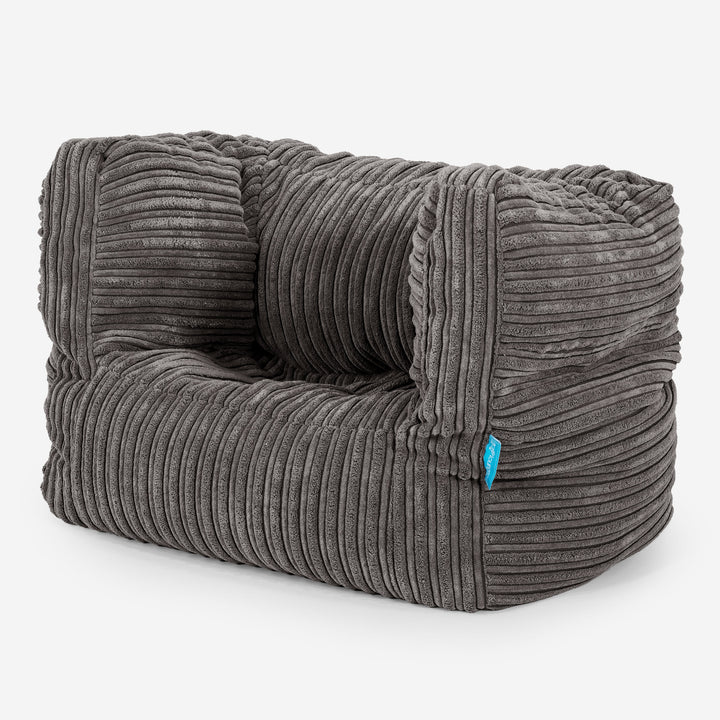 Fauteuil Pouf Albert pour Enfant 1-5 ans - Côtelé Anthracite 02