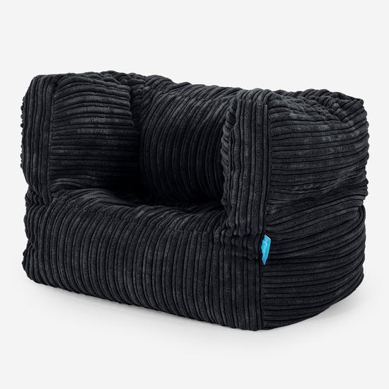 Fauteuil Pouf Albert pour Enfant 1-5 ans - Côtelé Noir 02