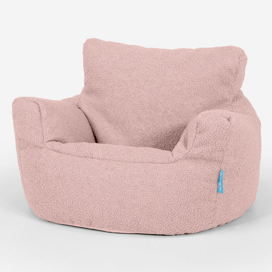 Fauteuil Pouf Bambin 1-3 ans - Bouclé Rose 01