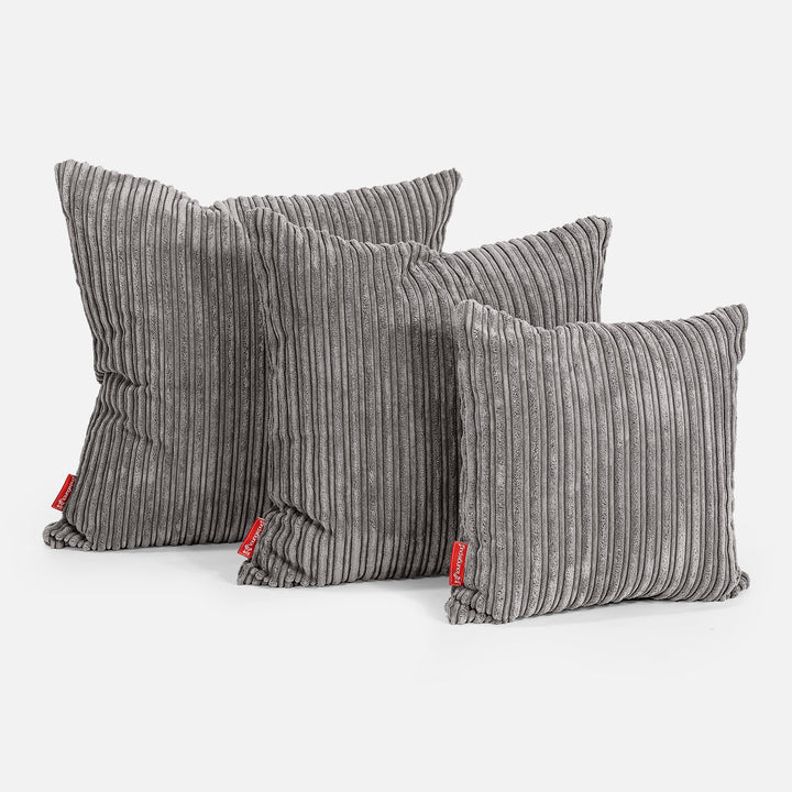 Grand Coussin 70 x 70cm - Côtelé Anthracite 02