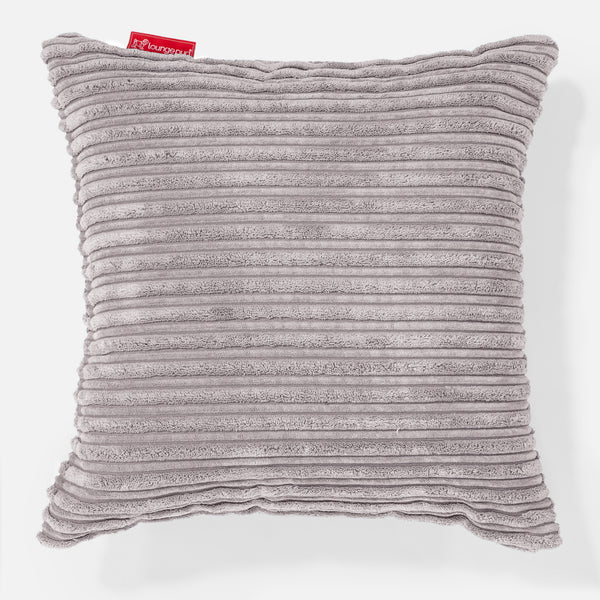 Grand Housse de Coussin 70 x 70cm - Côtelé Gris Argent 01