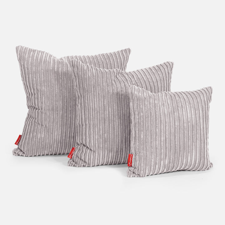 Grand Housse de Coussin 70 x 70cm - Côtelé Gris Argent 02