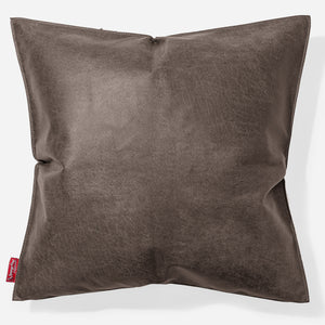 Grand Housse de Coussin 70 x 70cm - Cuir Vintage Gris Ardoise