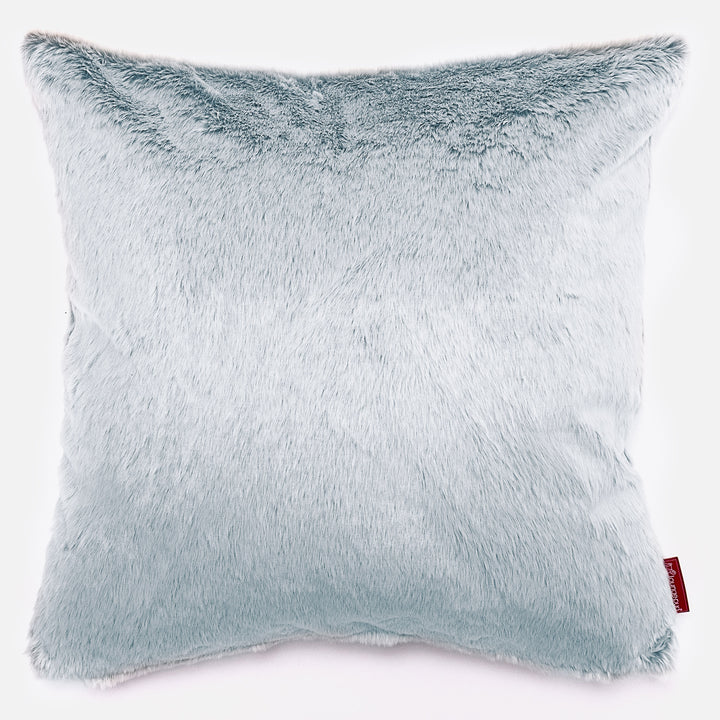 Grand Coussin 70 x 70cm - Fausse Fourrure Lapin Bleu Pastel 01