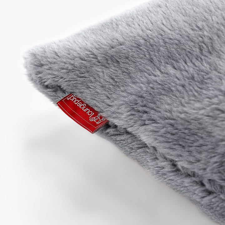 Grand Coussin 70 x 70cm - Fausse Fourrure Nounours Gris Foncé 02