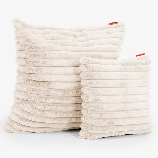 Grand Housse de Coussin 70 x 70cm - Velours Côtelé Ultra Pelucheux Crème 02