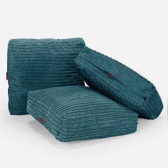 Grand Coussin de Sol - Côtelé Bleu Canard 04