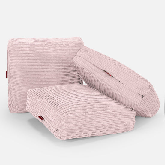 Grand Coussin de Sol - Côtelé Rose 04
