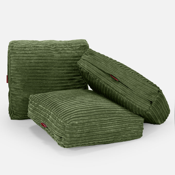 Grand Coussin de Sol - Côtelé Vert Forêt 04