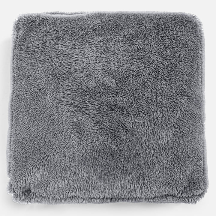 Grand Coussin de Sol - Fausse Fourrure Nounours Gris Foncé 02