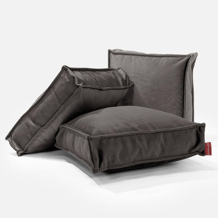 Grand Coussin de Sol - Velours Anthracite 03