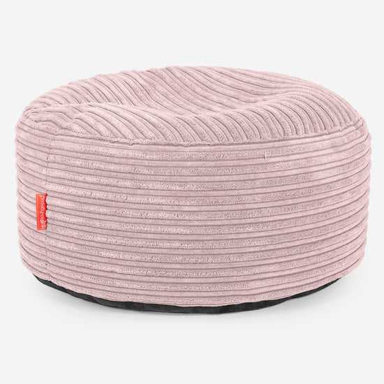 Grand Repose-pied Rond - Côtelé Rose 01
