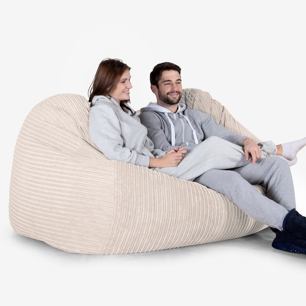 Gros Pouf Canapé - Côtelé Crème 02