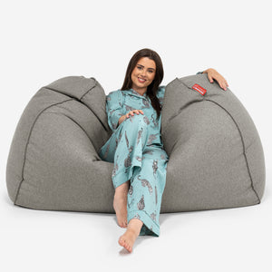 Gros Pouf Canapé - Interalli Laine Argent