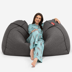 Gros Pouf Canapé - Interalli Laine Gris