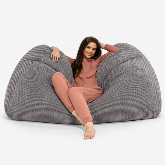 Gros Pouf Canapé - Pompon Anthracite 02