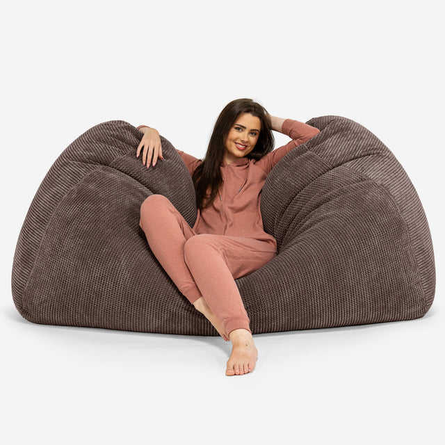 Gros Pouf Canapé - Pompon Chocolat 02