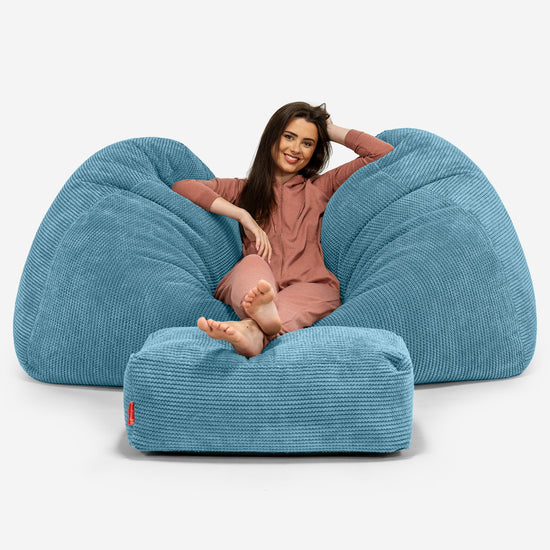 Gros Pouf Canapé - Pompon Mer Égée 03