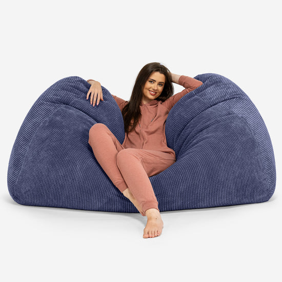 Gros Pouf Canapé - Pompon Violet 02