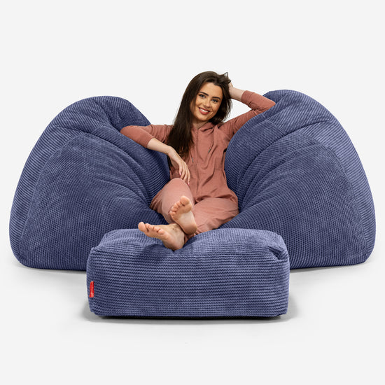 Gros Pouf Canapé - Pompon Violet 03
