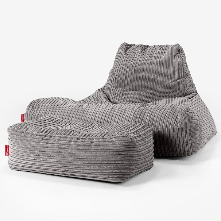 Gros Pouf Fauteuil Relax - Côtelé Anthracite 02