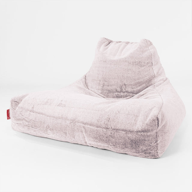 Gros Pouf Fauteuil Relax - Fausse Fourrure Lapin Rose Pastel 01