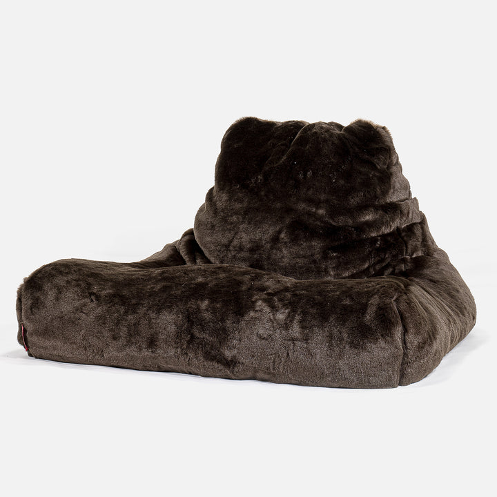 Gros Pouf Fauteuil Relax - Fausse Fourrure Marron 01