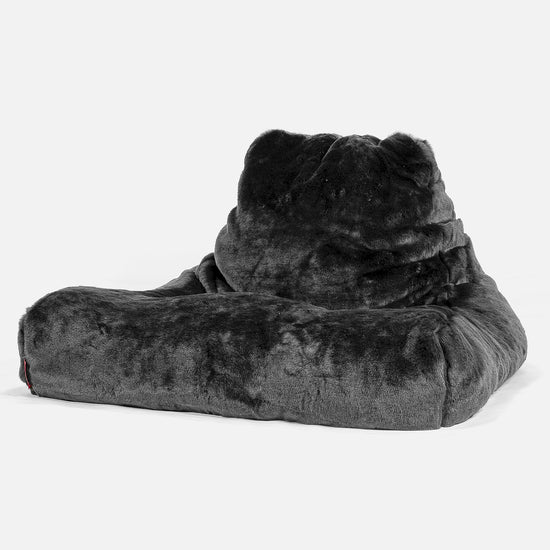 Gros Pouf Fauteuil Relax - Fausse Fourrure Noir 01