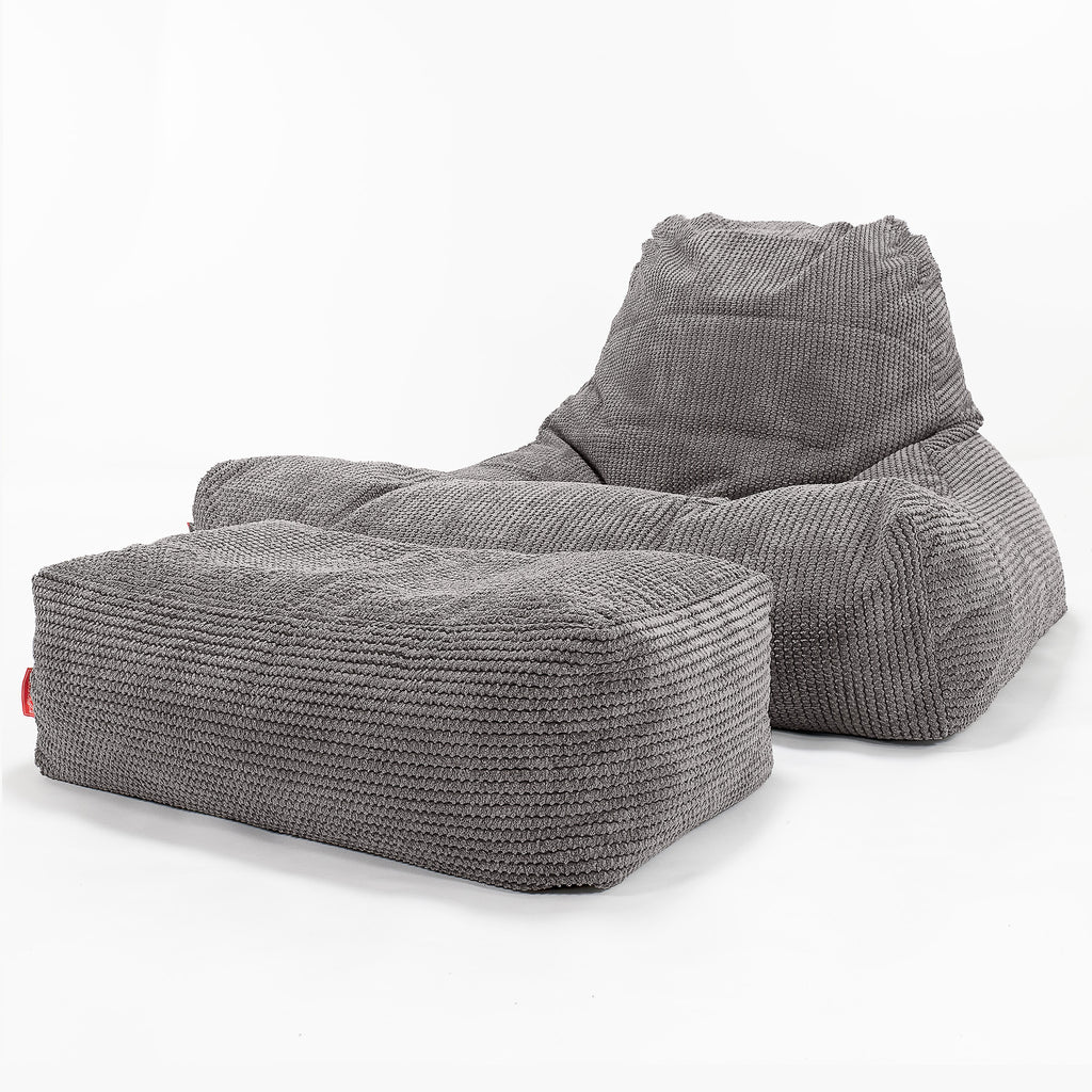 Gros Pouf Fauteuil Relax - Pompon Anthracite 02