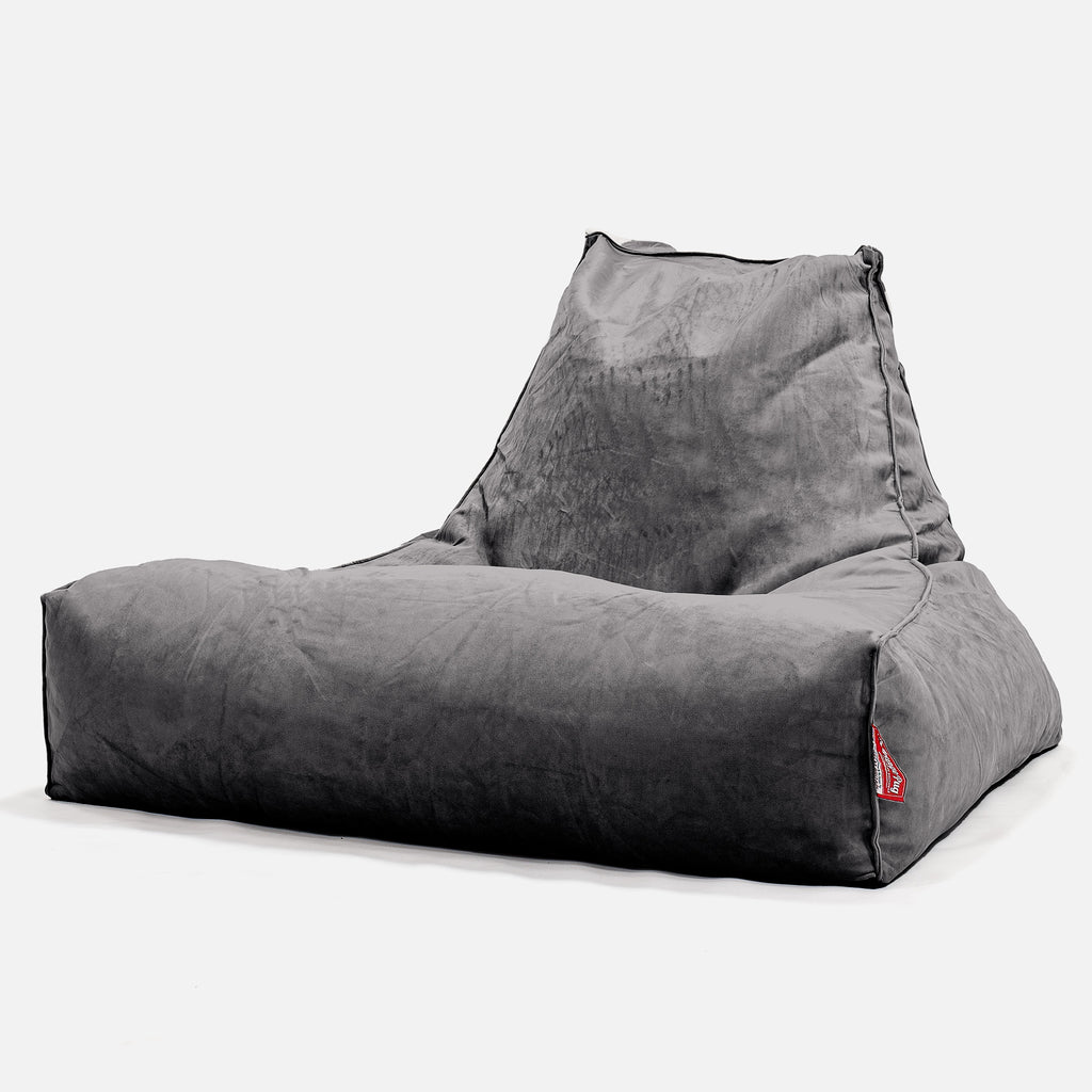 Gros Pouf Fauteuil Relax - Velours Anthracite 01
