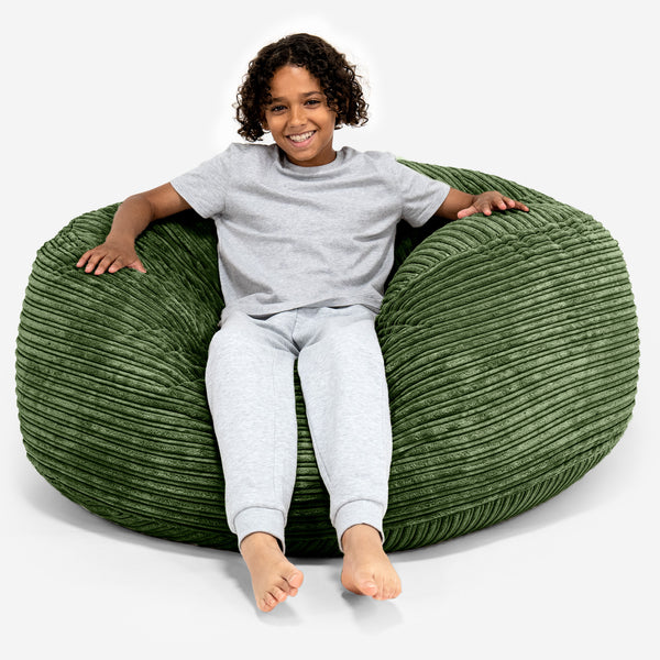 Pouf Ultra Confort pour Enfants 6-14 ans - Côtelé Vert Forêt 01