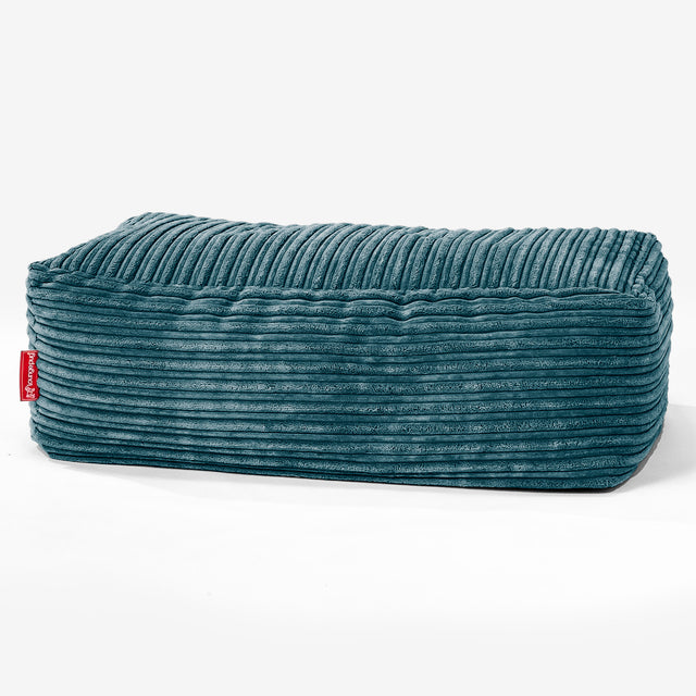 Gros Pouf Repose Pied - Côtelé Bleu Canard 01