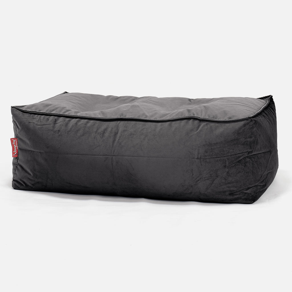 Gros Pouf Repose Pied - Velours Anthracite 01