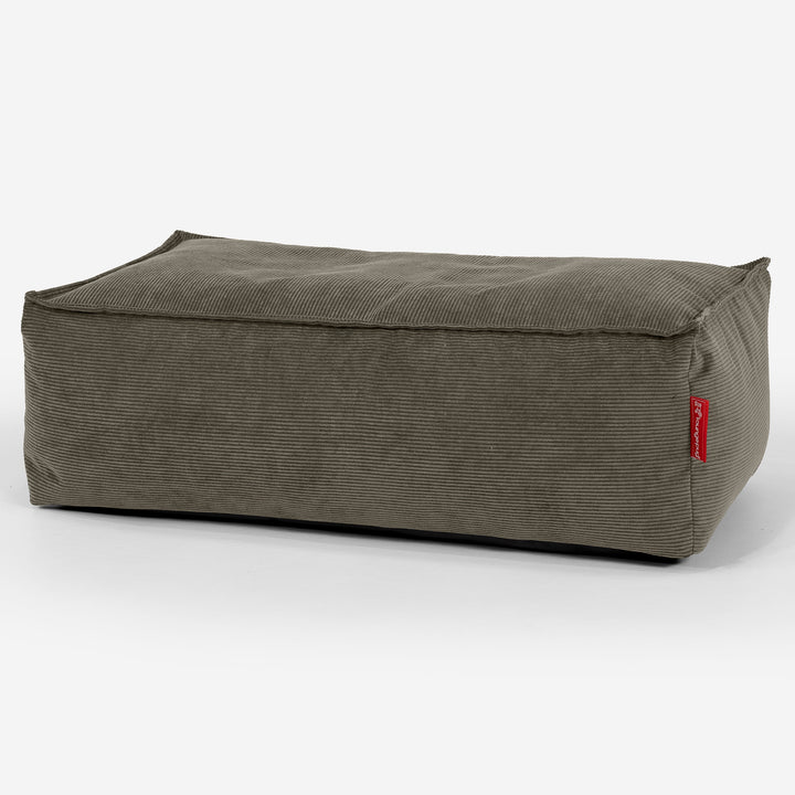 Gros Pouf Repose Pied - Velours Côtelé Fin Olive 01