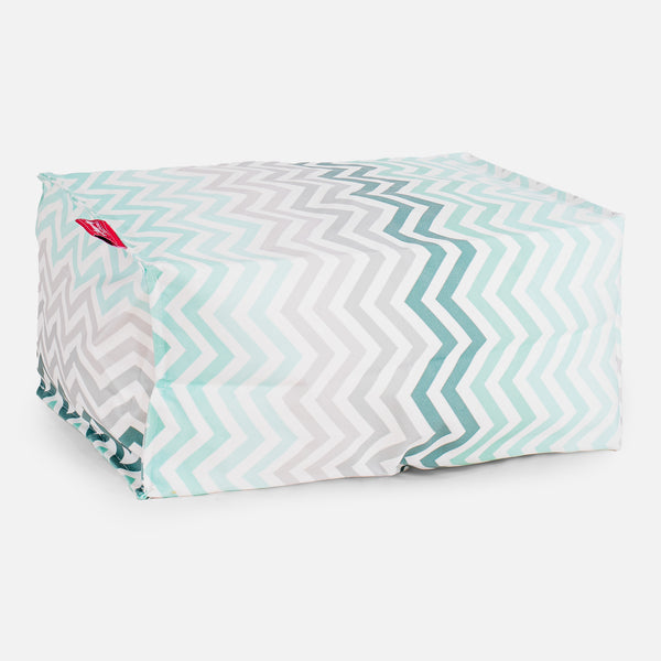 Petit Repose Pied - Imprimé Géométrique Chevron Mer Égée Fabric Close-up Image