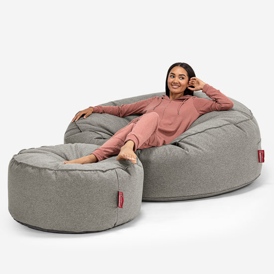 Canapé Pouf Géant Grande Mammouth - Interalli Laine Argent 02