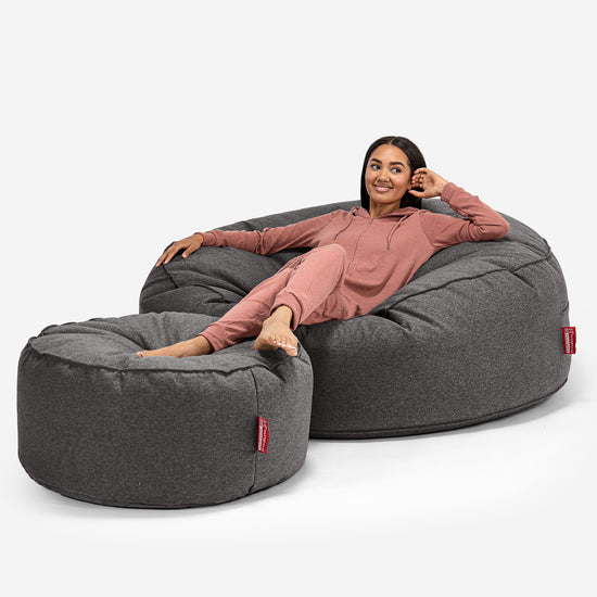 Canapé Pouf Géant Grande Mammouth - Interalli Laine Gris 02
