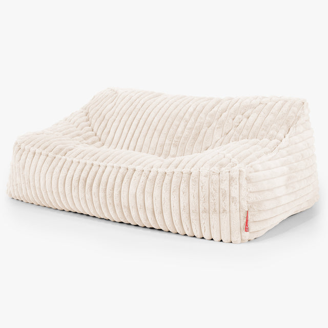 Le Canapé Pouf Doudou - Velours Côtelé Ultra Pelucheux Crème 02