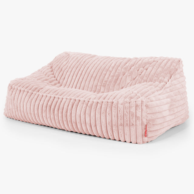 Le Canapé Pouf Doudou - Velours Côtelé Ultra Pelucheux Rose Pastel 02